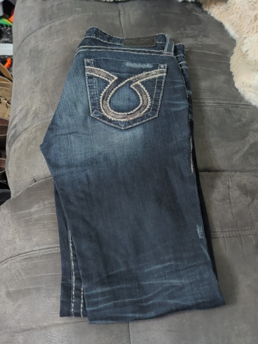 Big Star Women's Dark Blue Boot Cut Jeans with Embroidered Back Pocket